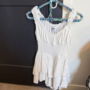 Princess Polly Cream Ruffled Top